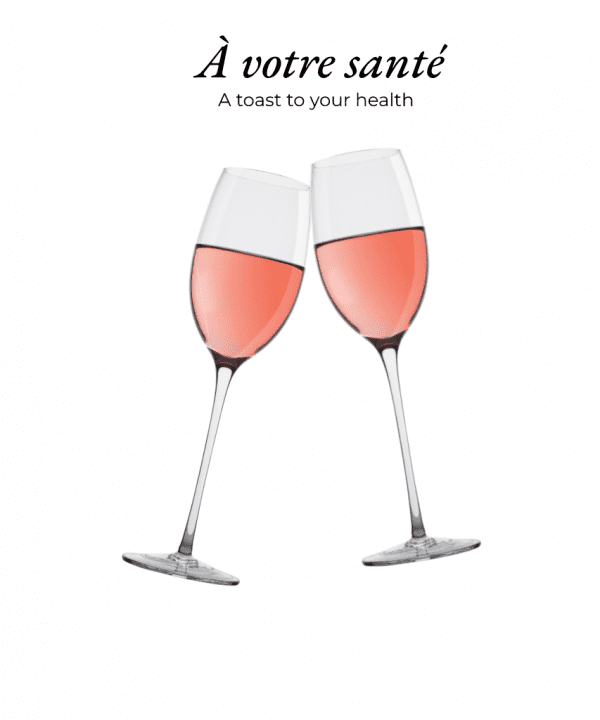 Rose wine glasses toast