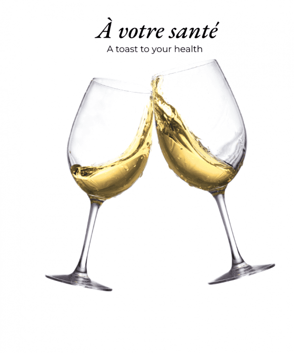 White wine glasses toast